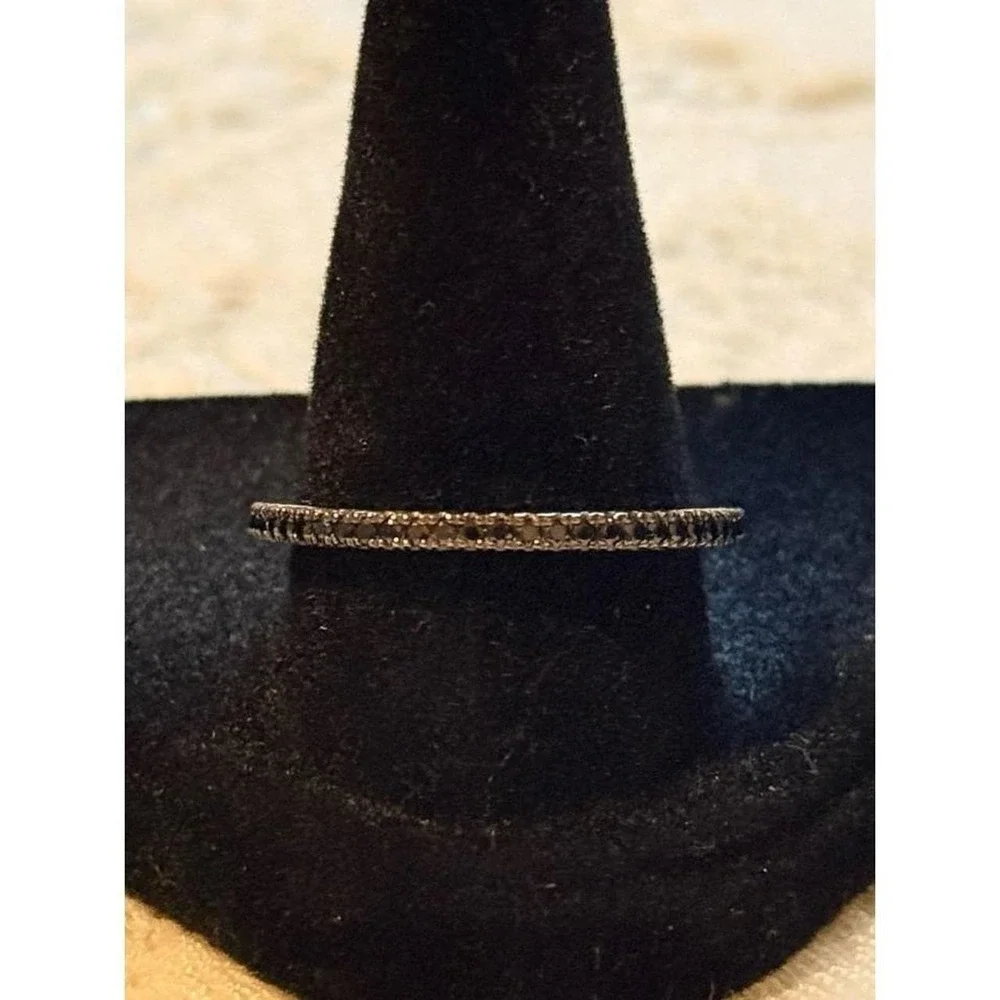 Elegant, Dainty Black Spinel Infinity Band - Size 10